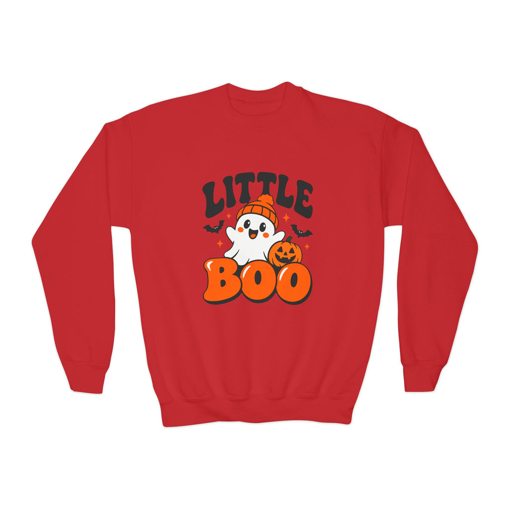 Little Boo Youth Halloween Sweatshirt — Ghost, Pumpkin & Bats