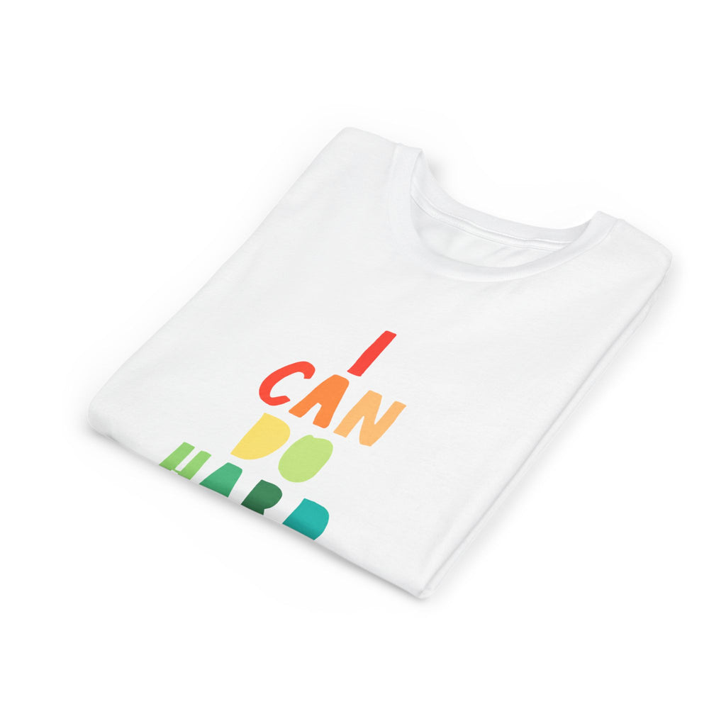 Youth Tee — “I Can Do Hard Things” Rainbow Motivational Kids T-Shirt