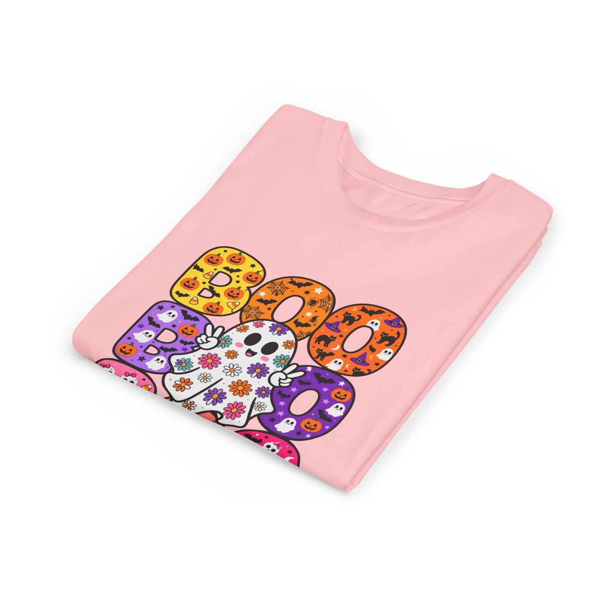 Kids' Halloween "Boo Boo Boo" Tee — Colorful Spooky Candy Pattern