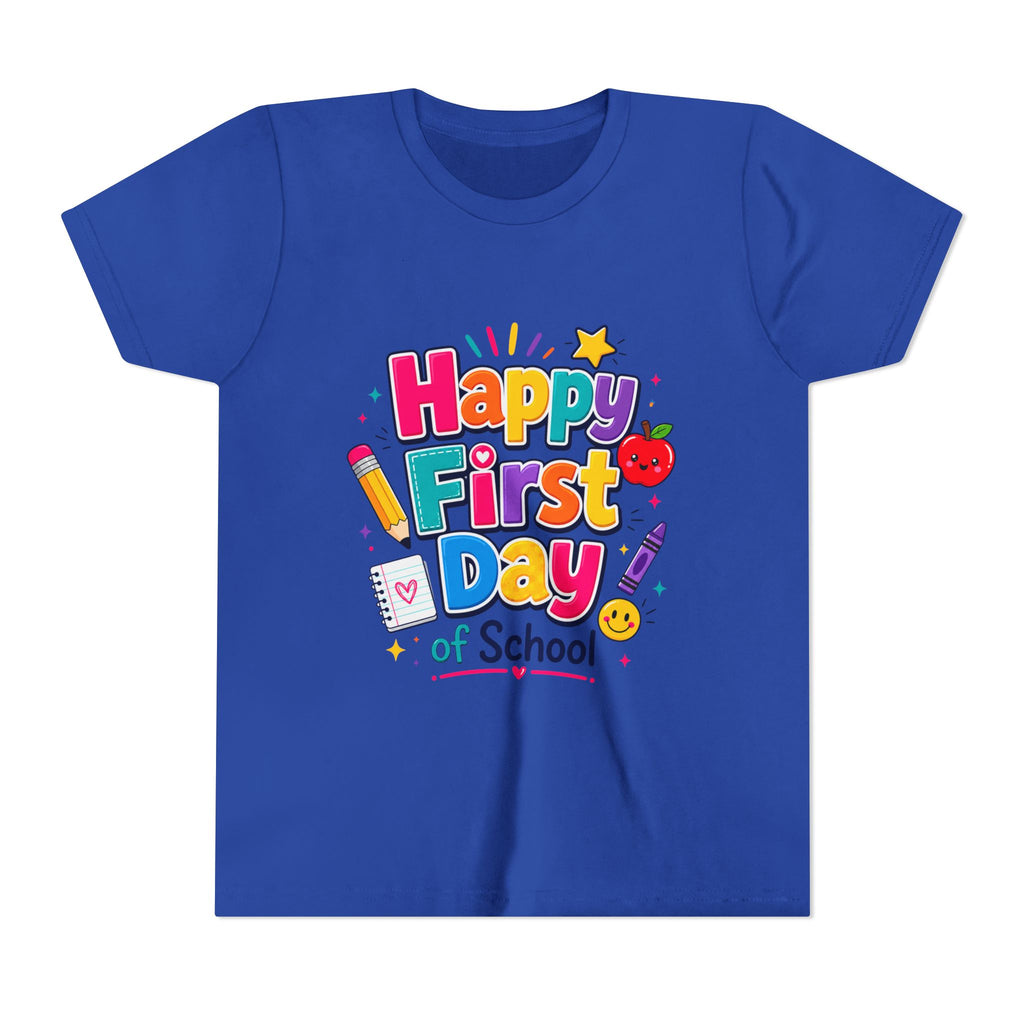 Happy First Day of School Youth Tee — Cute Back-to-School Kids Shirt