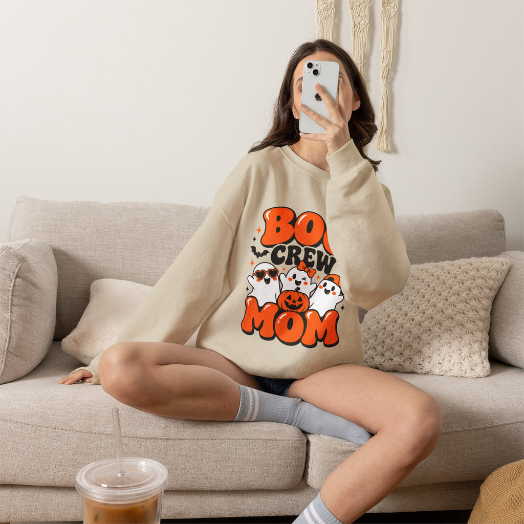 Boo Crew Mom Halloween Sweatshirt – Women’s Graphic Crewneck