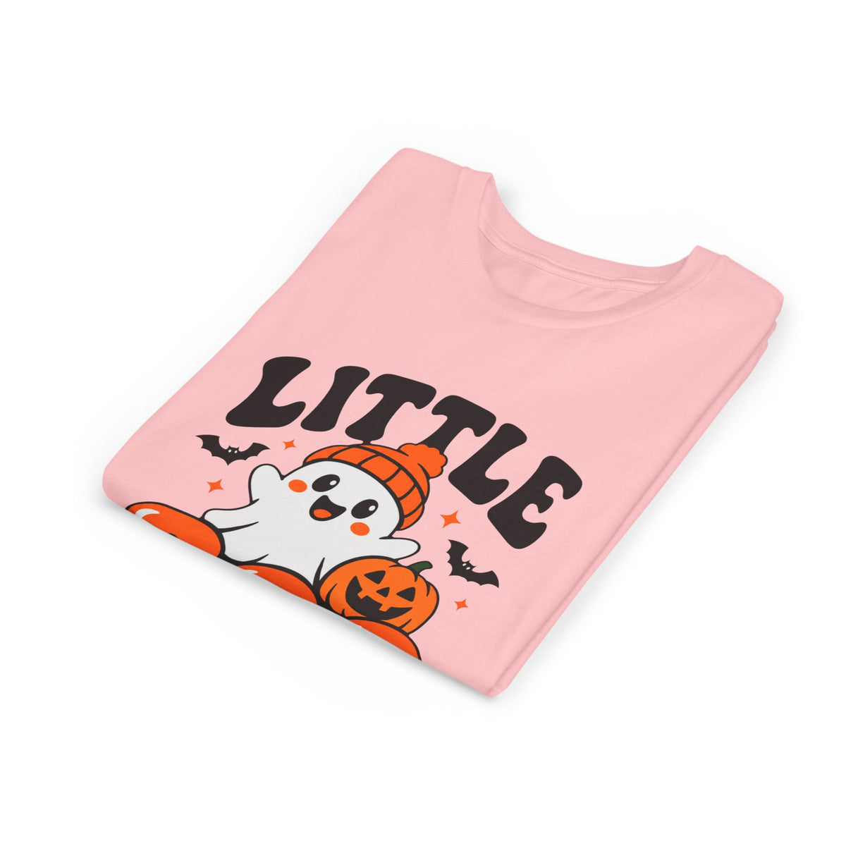 Youth Tee — "Little Boo" Cute Halloween Ghost Pumpkin Shirt