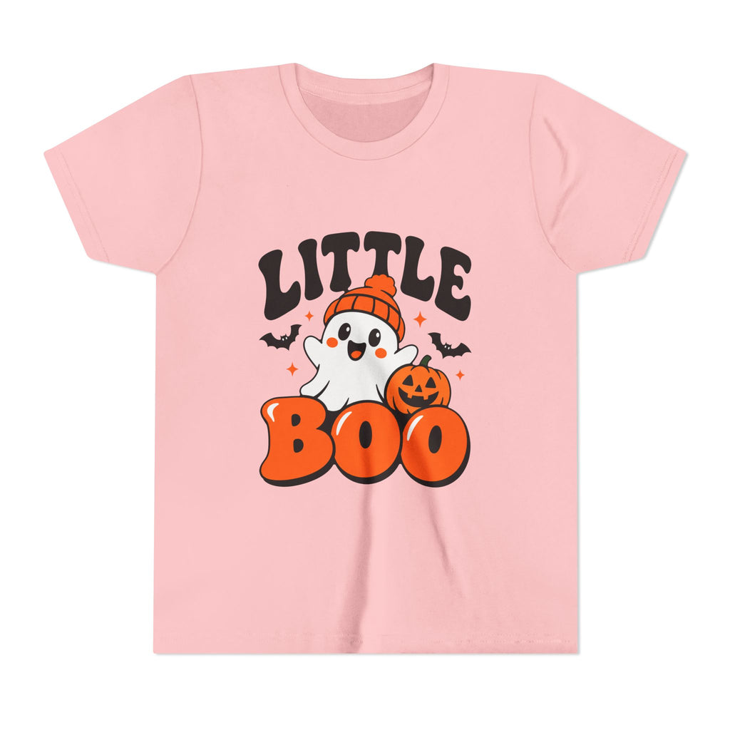 Youth Tee — "Little Boo" Cute Halloween Ghost Pumpkin Shirt