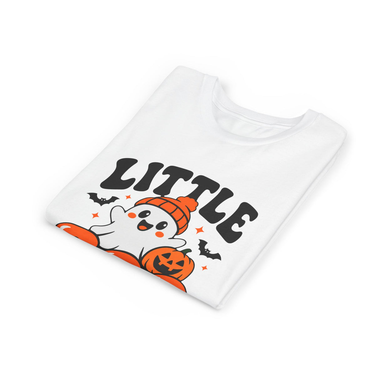 Youth Tee — "Little Boo" Cute Halloween Ghost Pumpkin Shirt