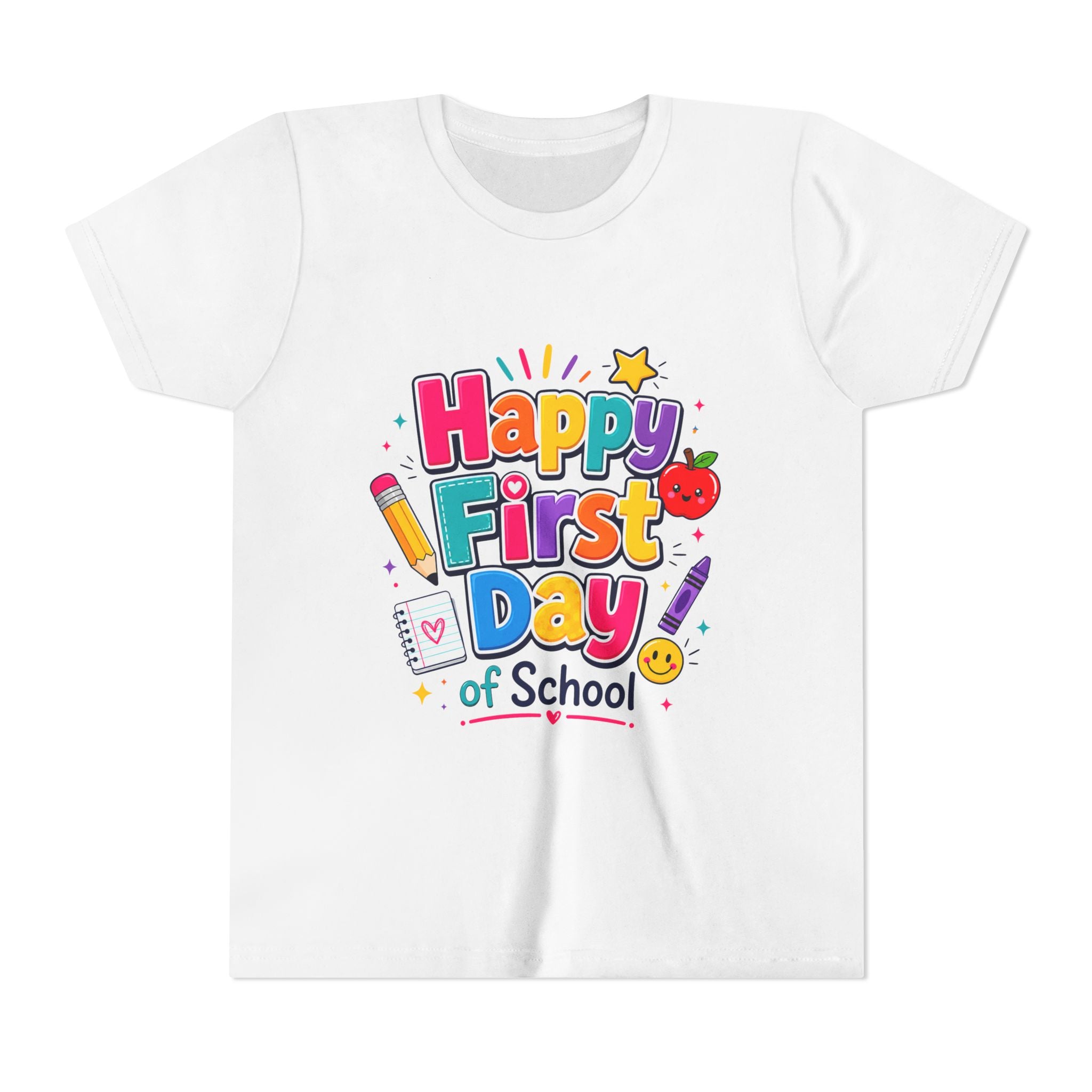 Happy First Day of School Youth Tee — Cute Back-to-School Kids Shirt