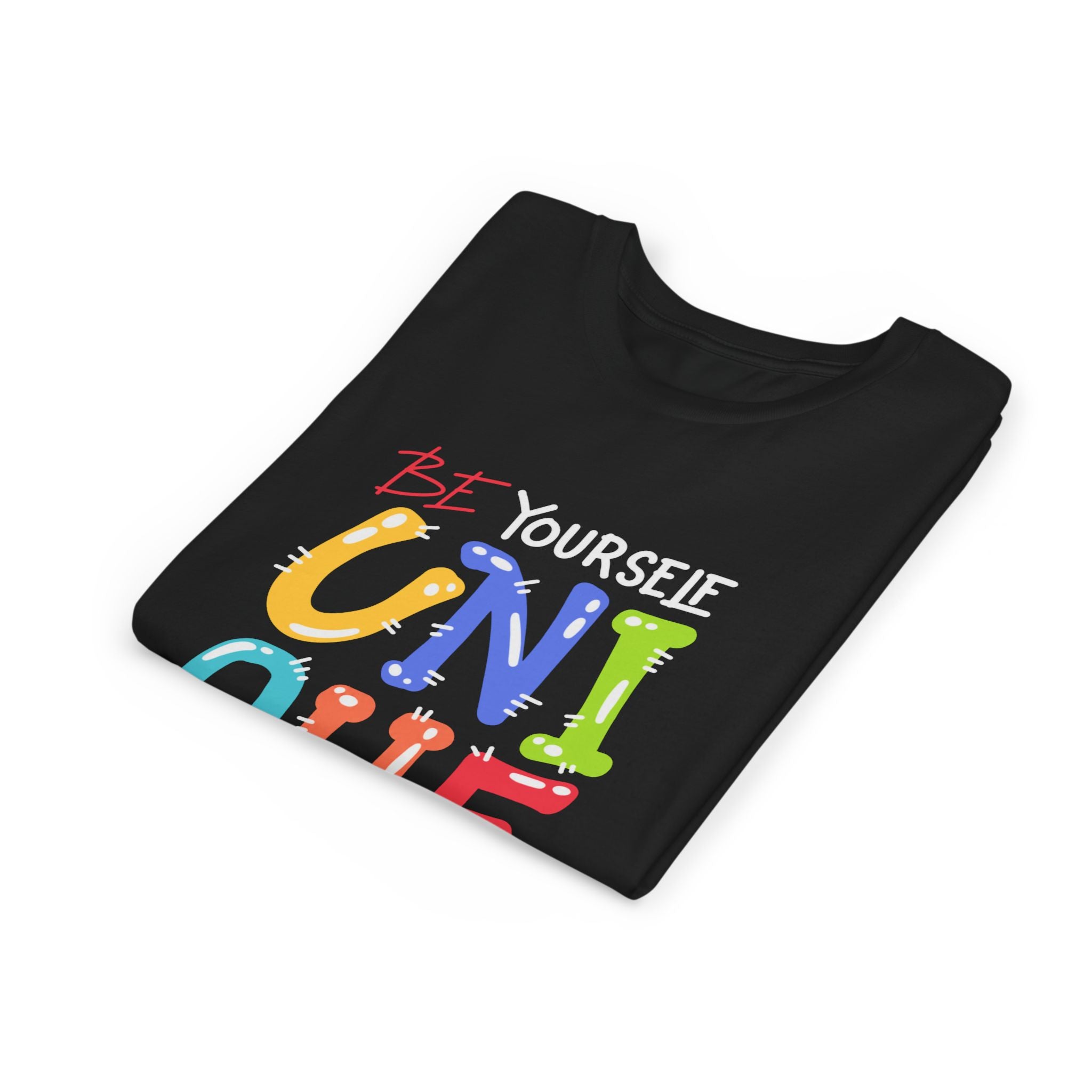 Youth Tee — "Be Yourself Unique" Colorful Kids Graphic T-Shirt