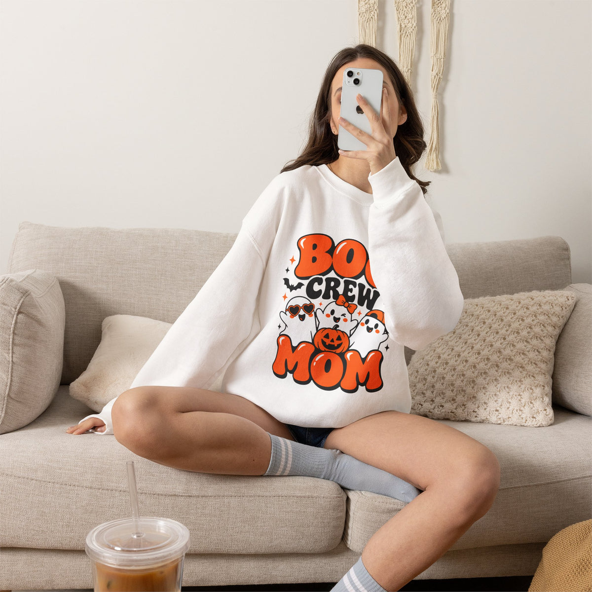 Boo Crew Mom Halloween Sweatshirt – Women’s Graphic Crewneck