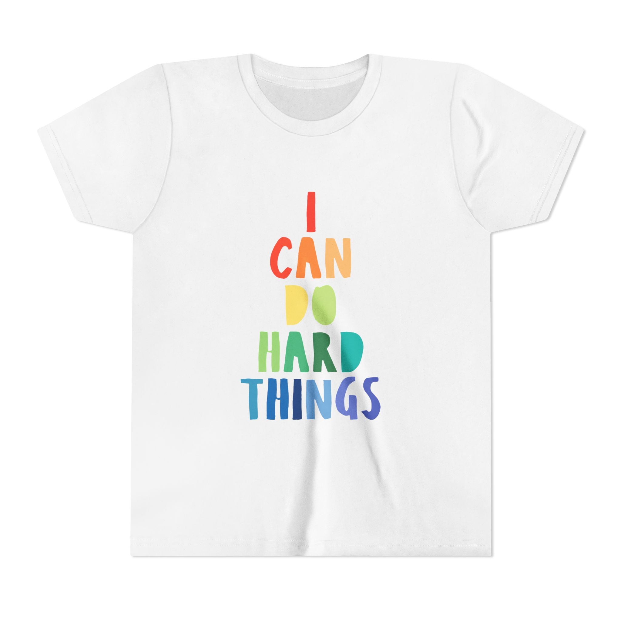 Youth Tee — “I Can Do Hard Things” Rainbow Motivational Kids T-Shirt