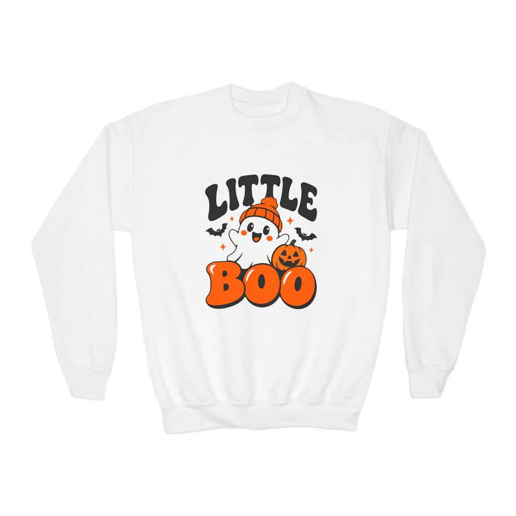 Little Boo Youth Halloween Sweatshirt — Ghost, Pumpkin & Bats