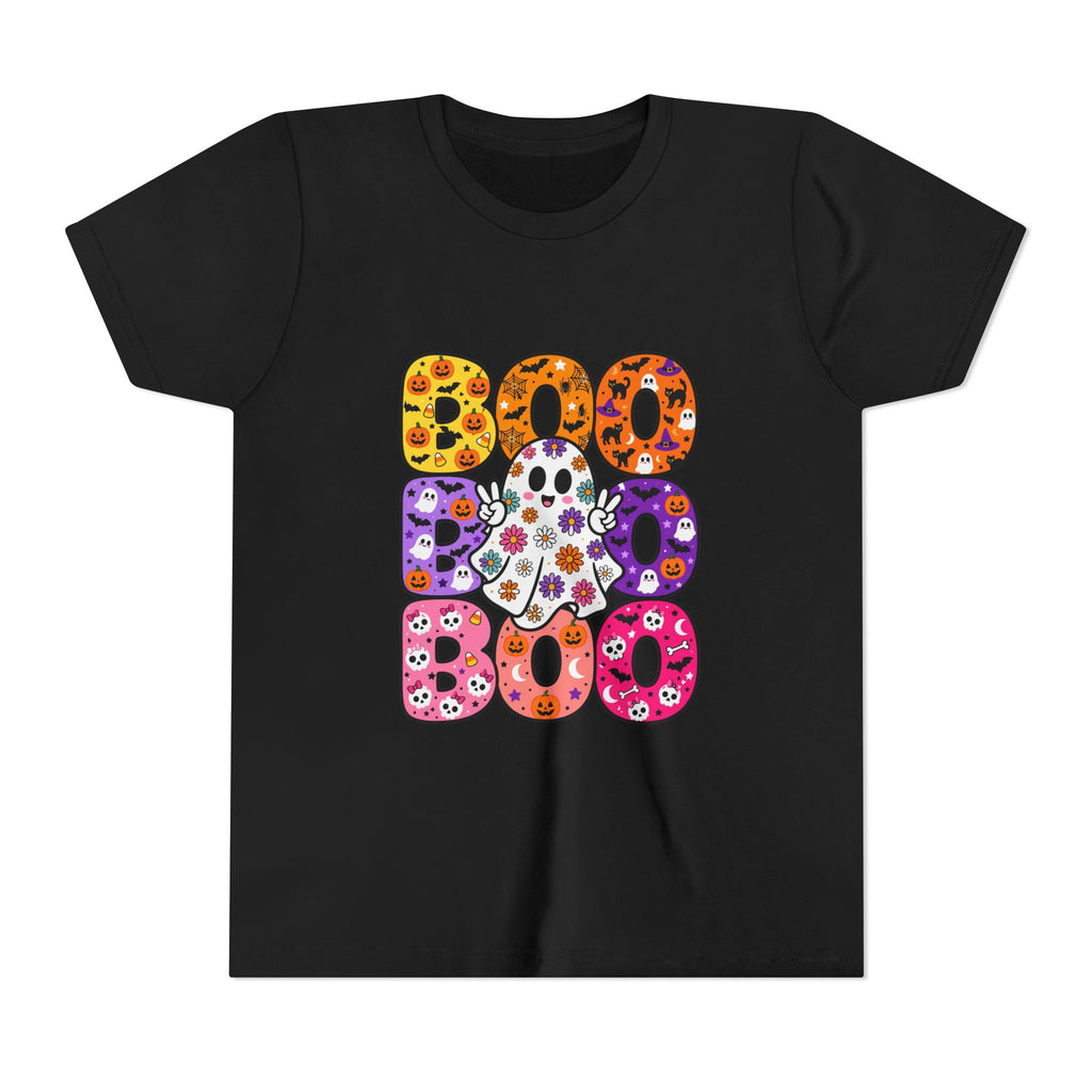 Kids' Halloween "Boo Boo Boo" Tee — Colorful Spooky Candy Pattern