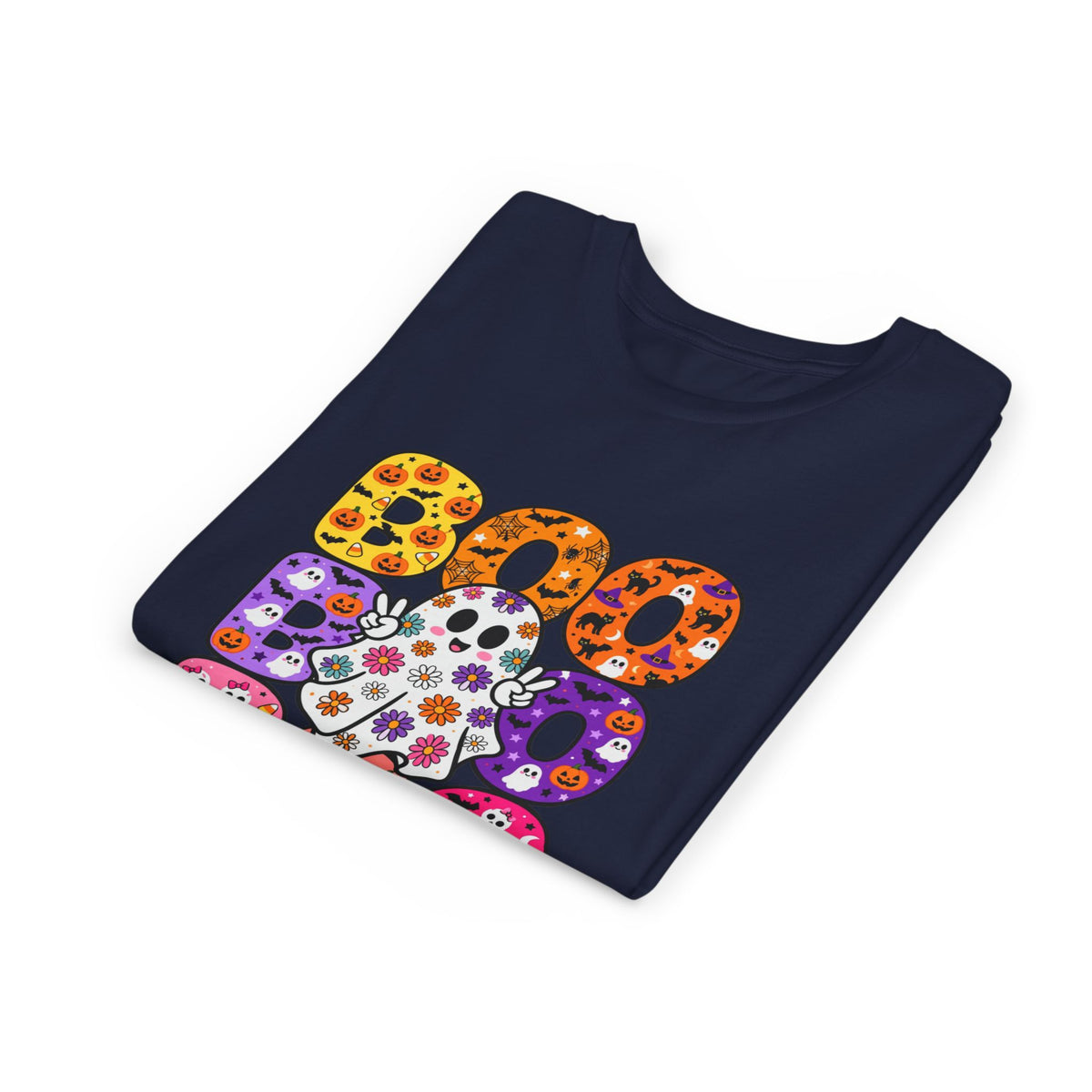 Kids' Halloween "Boo Boo Boo" Tee — Colorful Spooky Candy Pattern