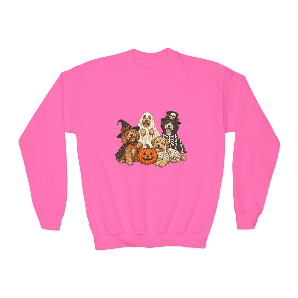 Kids Halloween Dog Costume Crewneck Sweatshirt