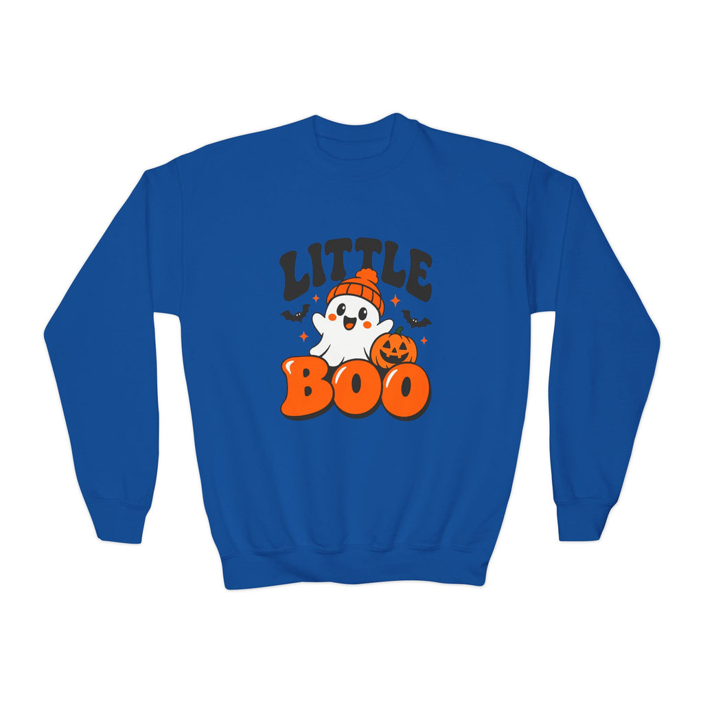 Little Boo Youth Halloween Sweatshirt — Ghost, Pumpkin & Bats