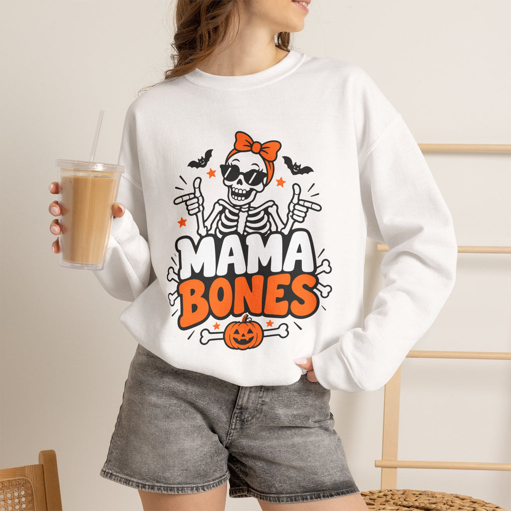 Mama Bones Halloween Sweatshirt for Moms – Funny Skeleton Crewneck
