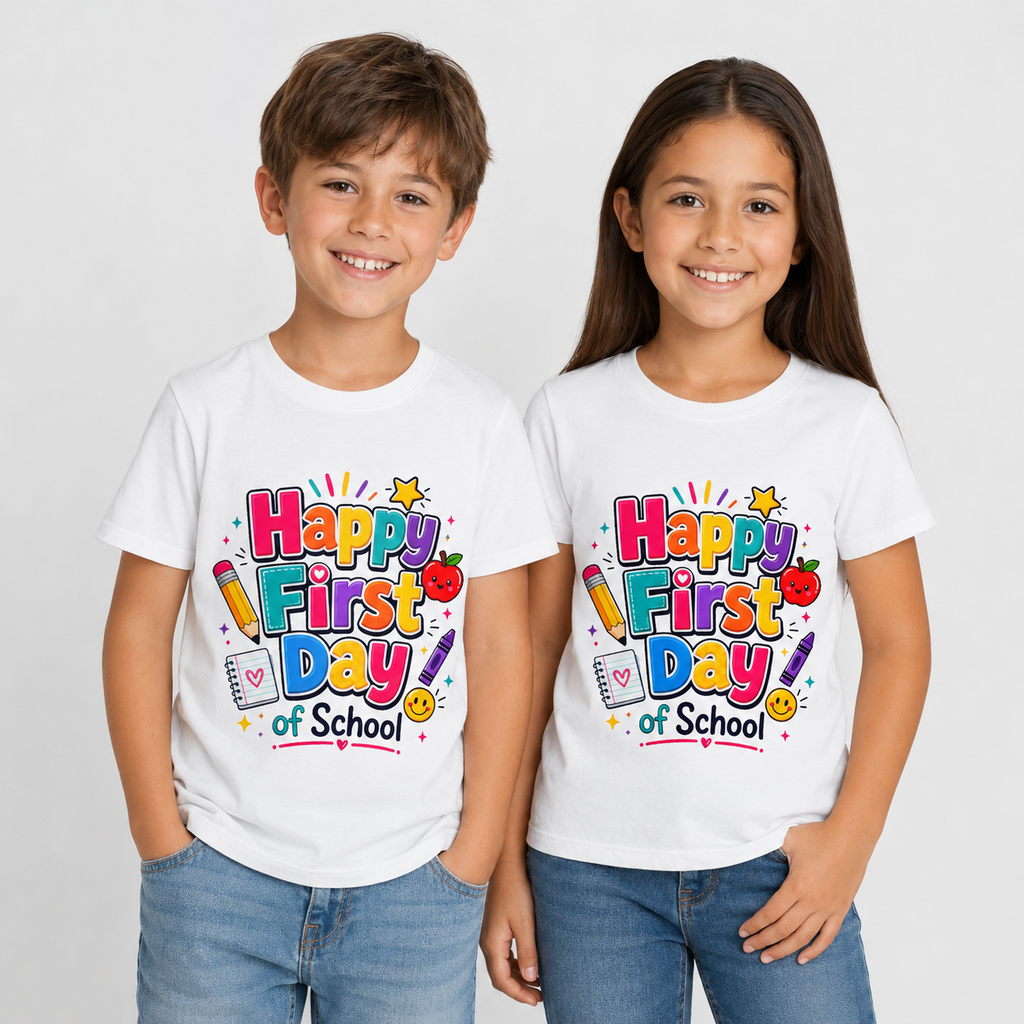 Happy First Day of School Youth Tee — Cute Back-to-School Kids Shirt
