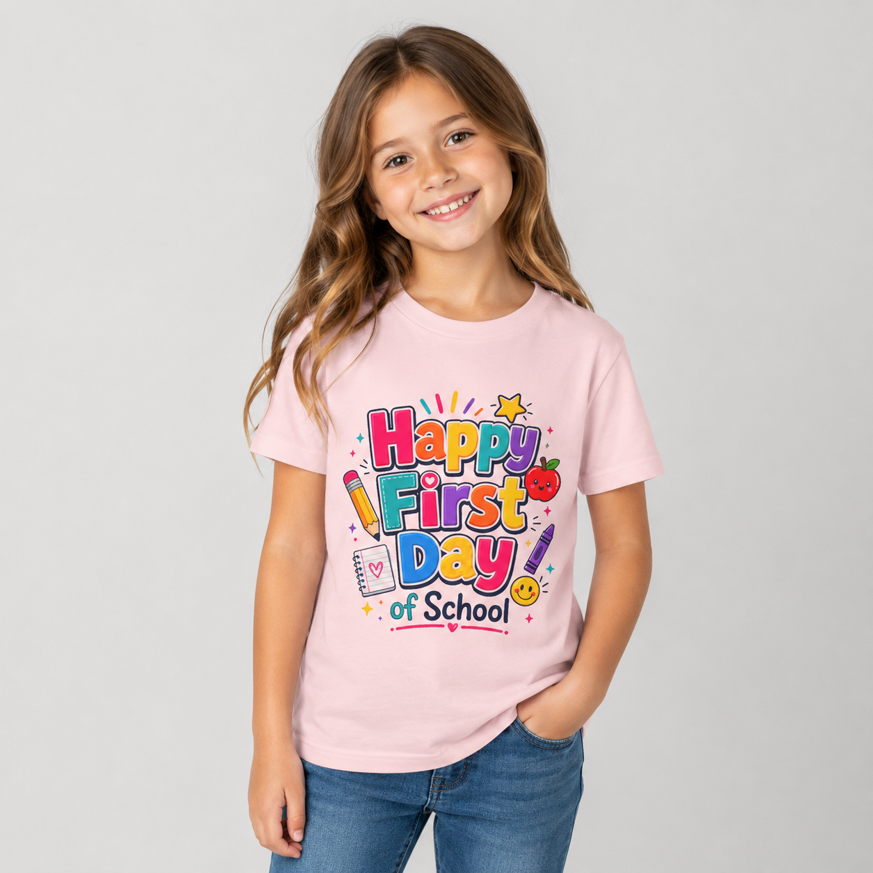 Happy First Day of School Youth Tee — Cute Back-to-School Kids Shirt