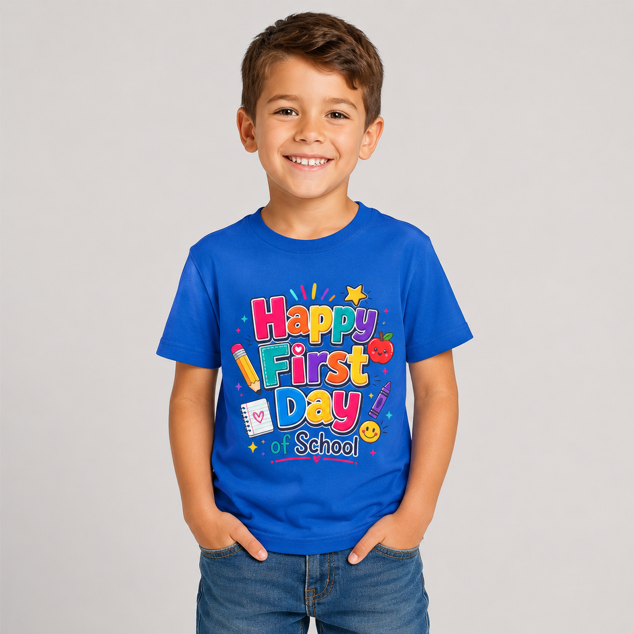 Happy First Day of School Youth Tee — Cute Back-to-School Kids Shirt