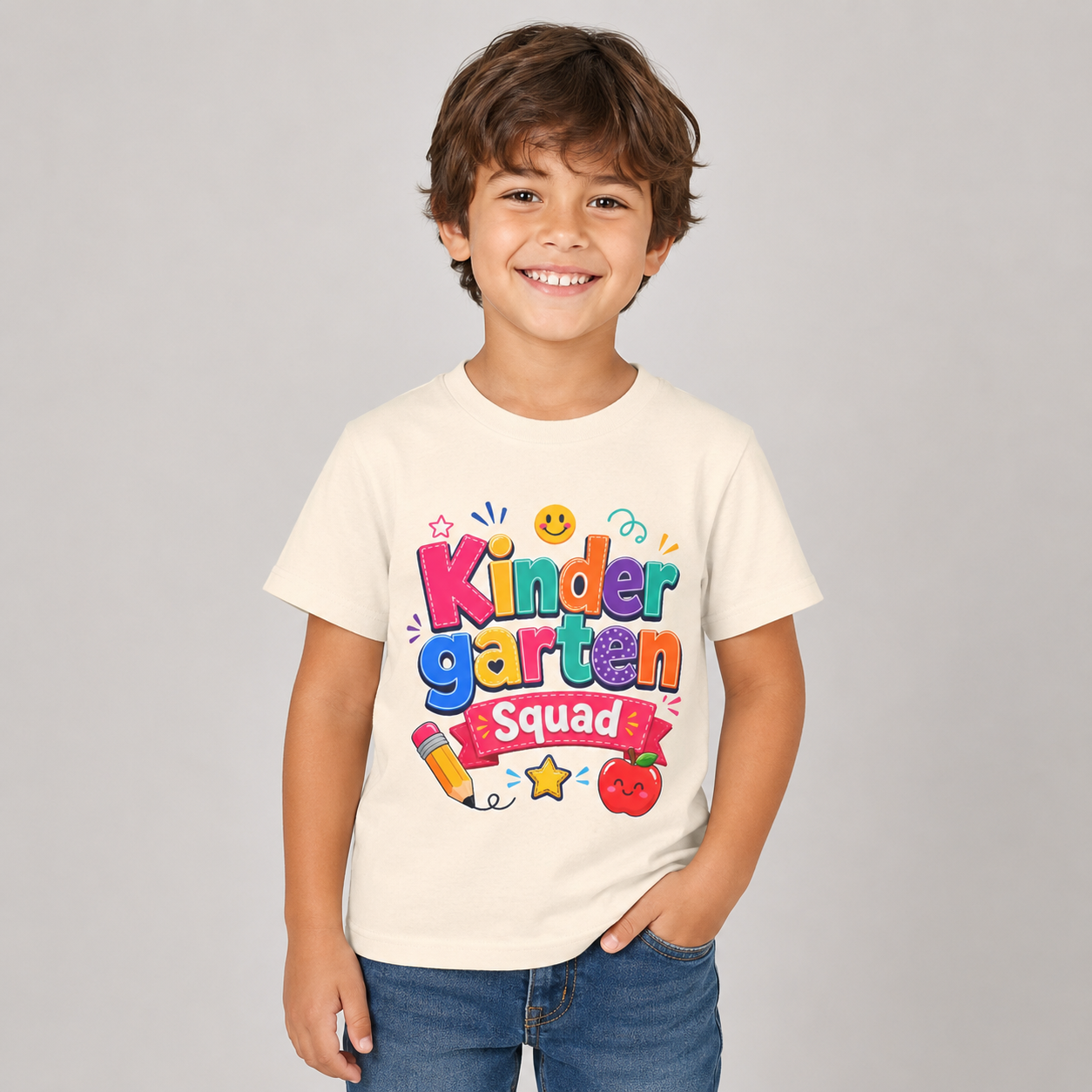 Kindergarten Squad Youth Tee — Colorful Back-to-School Kids Shirt