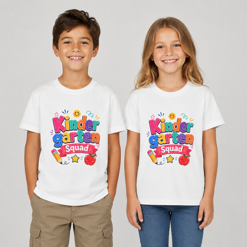 Kindergarten Squad Youth Tee — Colorful Back-to-School Kids Shirt