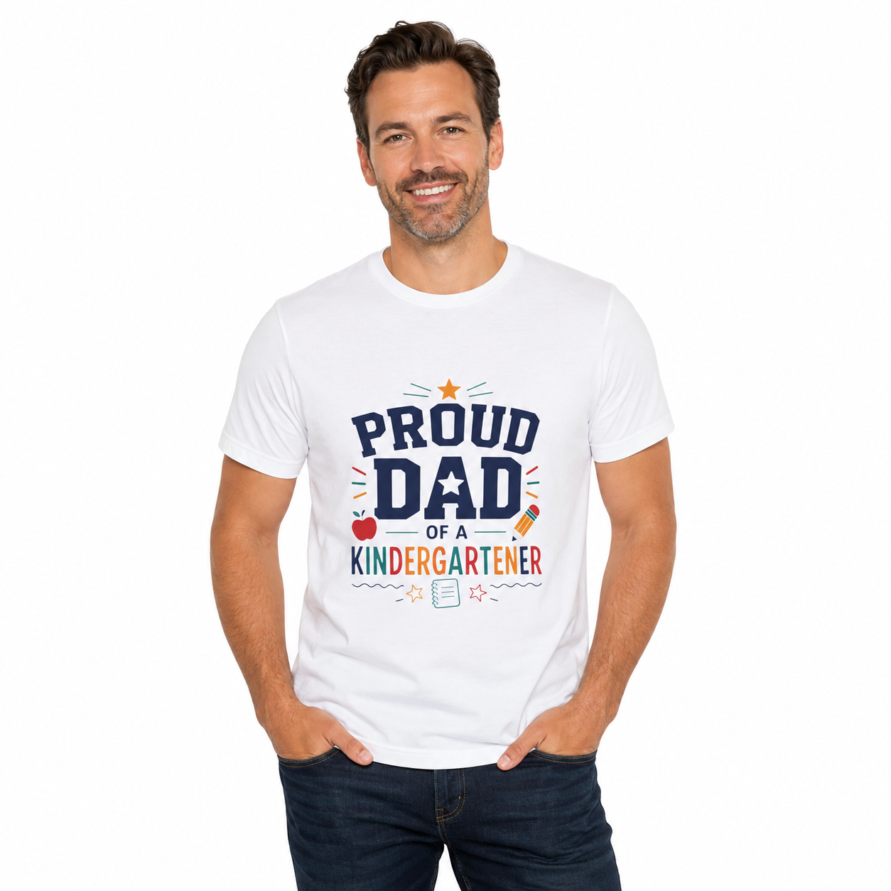 Proud Dad of a Kindergartener T-Shirt — Back to School Dad Gift