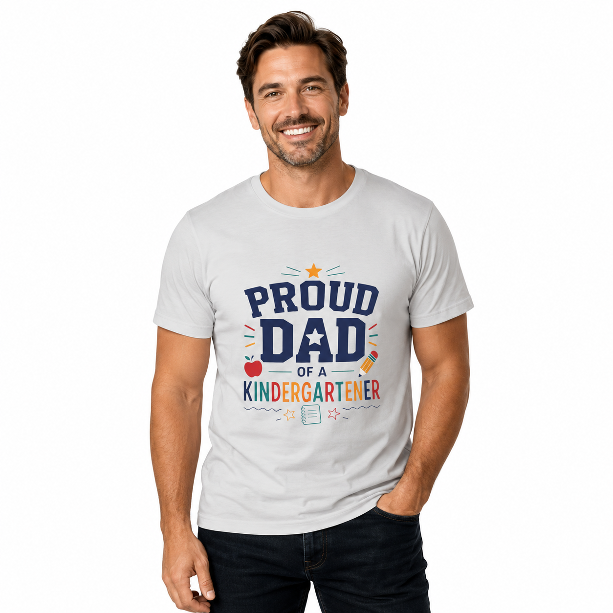 Proud Dad of a Kindergartener T-Shirt — Back to School Dad Gift