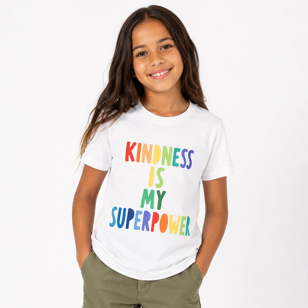 Youth Tee — Kindness Is My Superpower Rainbow Kids T-Shirt