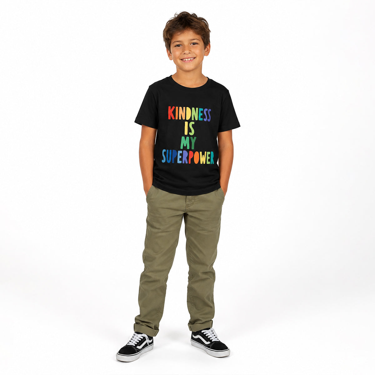 Youth Tee — Kindness Is My Superpower Rainbow Kids T-Shirt