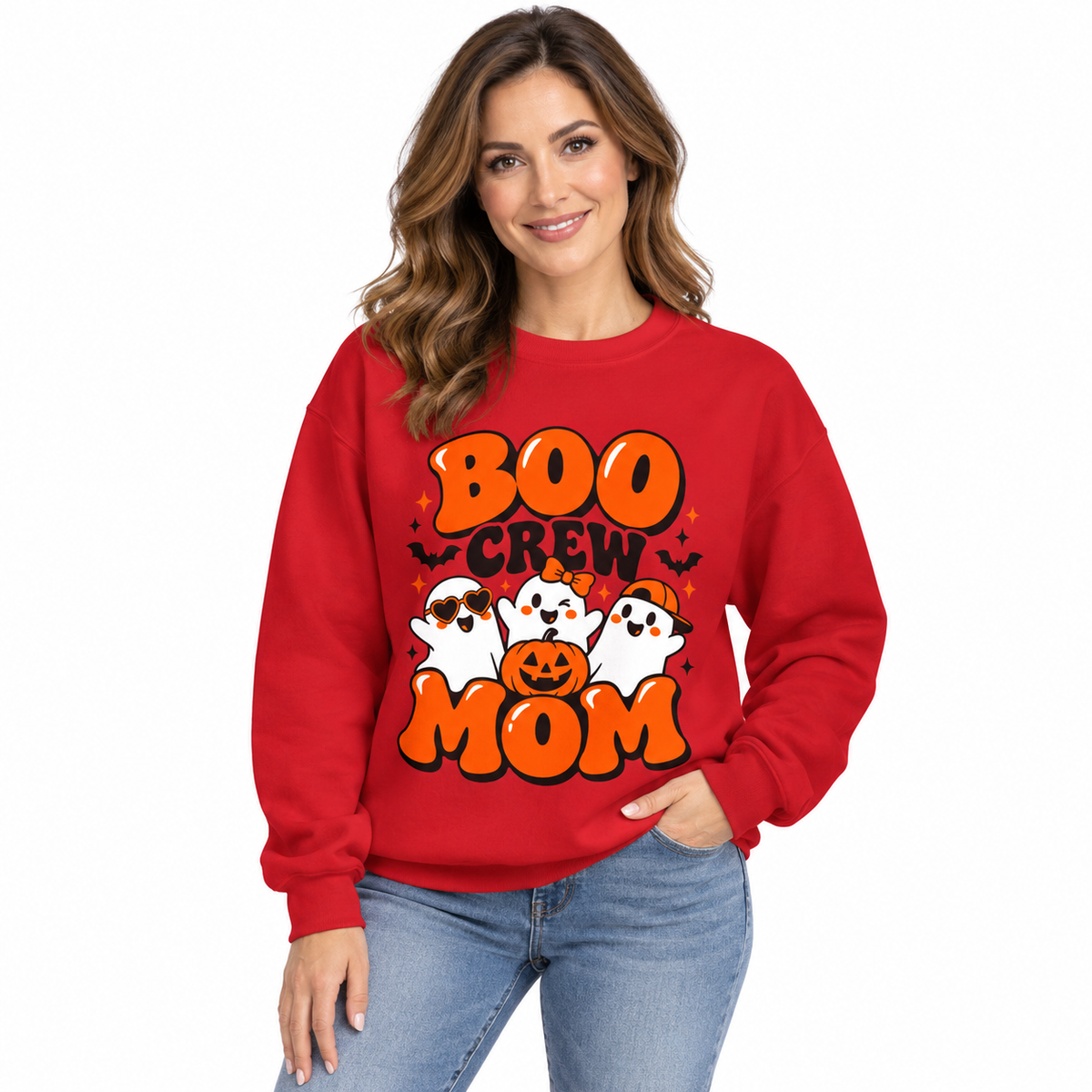 Boo Crew Mom Halloween Sweatshirt – Women’s Graphic Crewneck