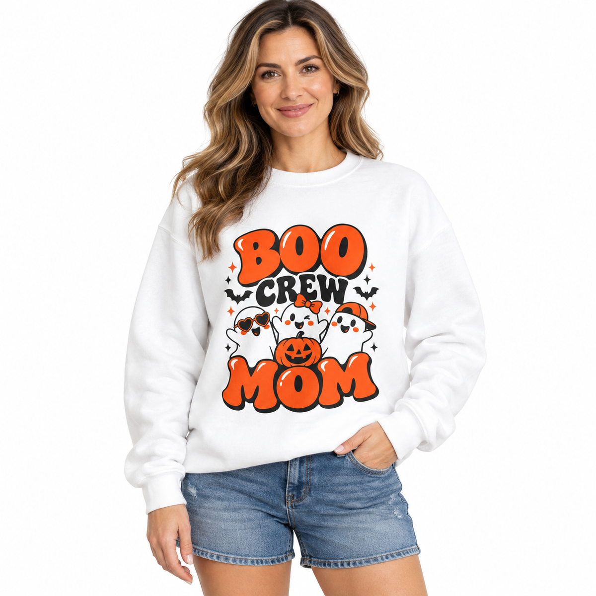 Boo Crew Mom Halloween Sweatshirt – Women’s Graphic Crewneck