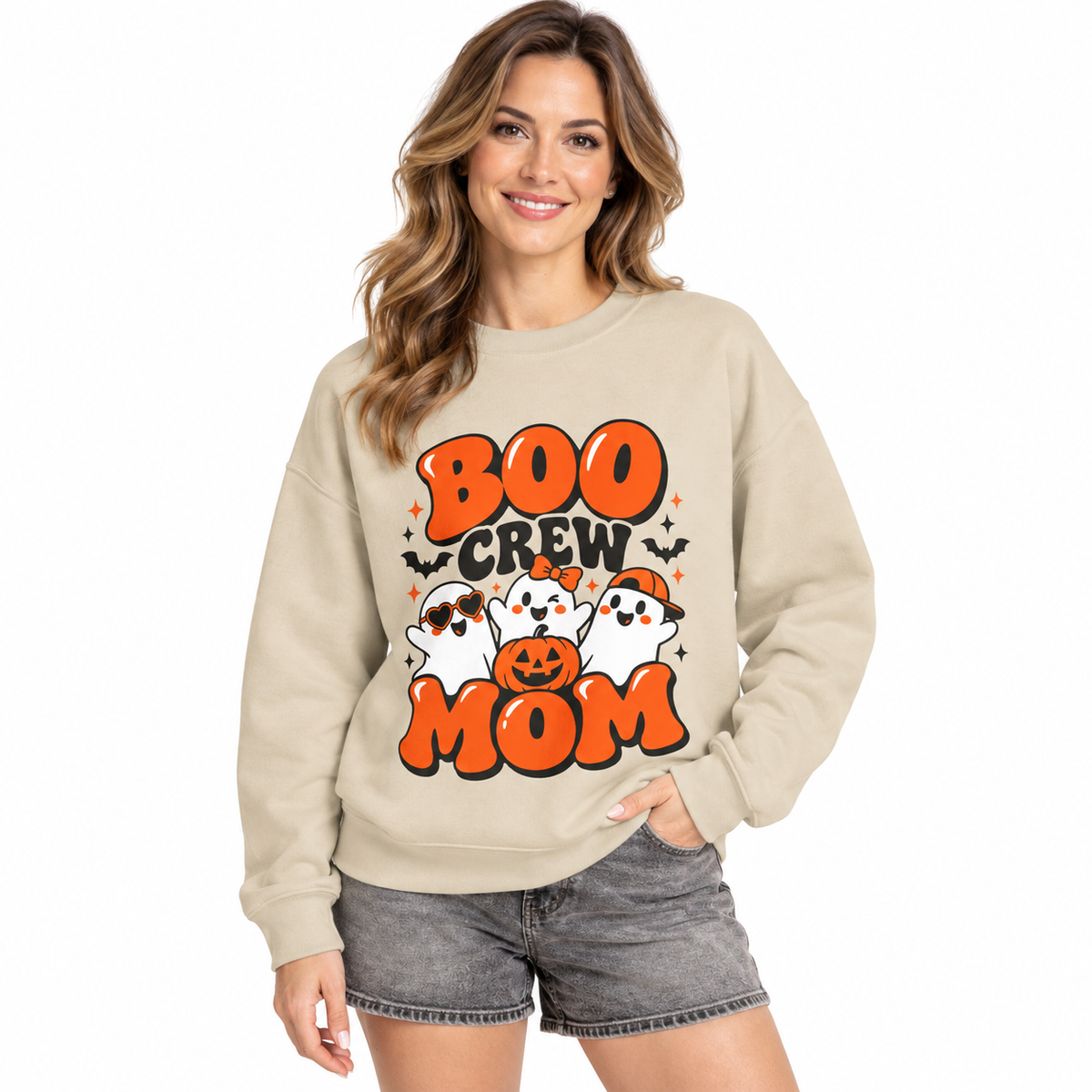 Boo Crew Mom Halloween Sweatshirt – Women’s Graphic Crewneck