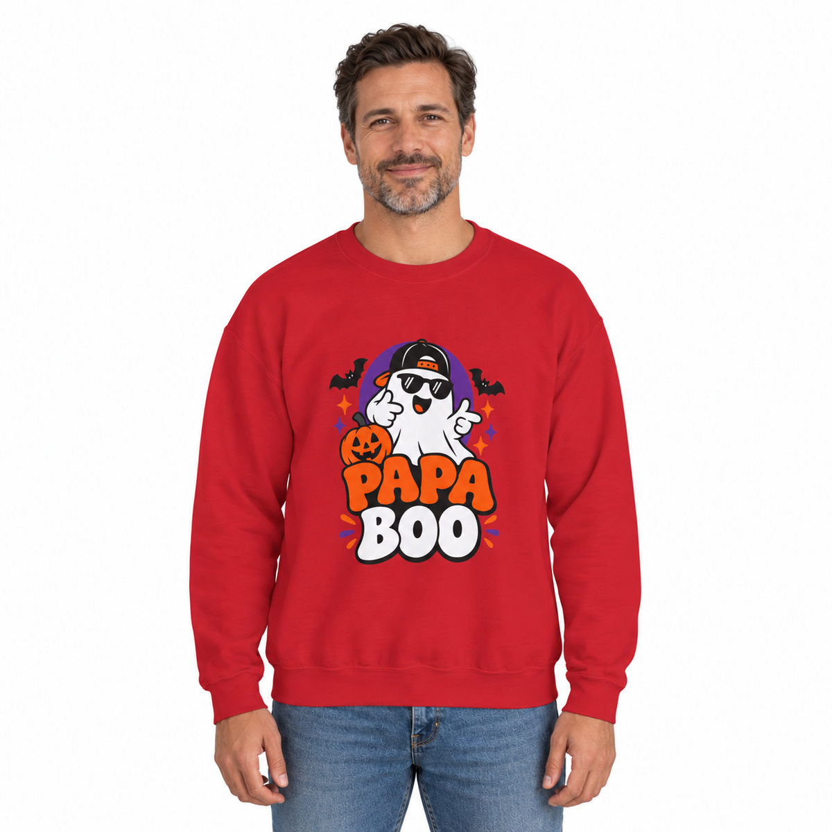 Papa Boo Halloween Sweatshirt for Dads – Funny Ghost Crewneck
