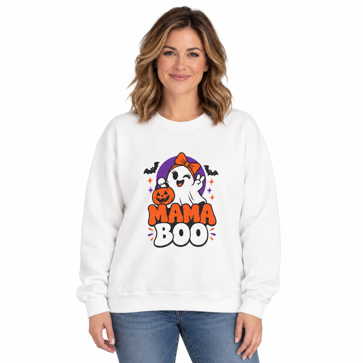 Mama Boo Halloween Sweatshirt — Cute Ghost Mom Crewneck