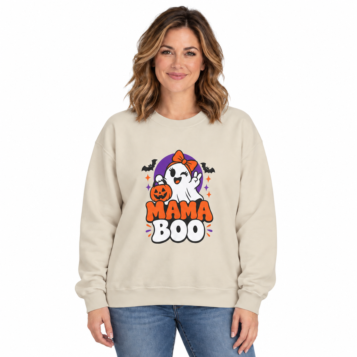 Mama Boo Halloween Sweatshirt — Cute Ghost Mom Crewneck