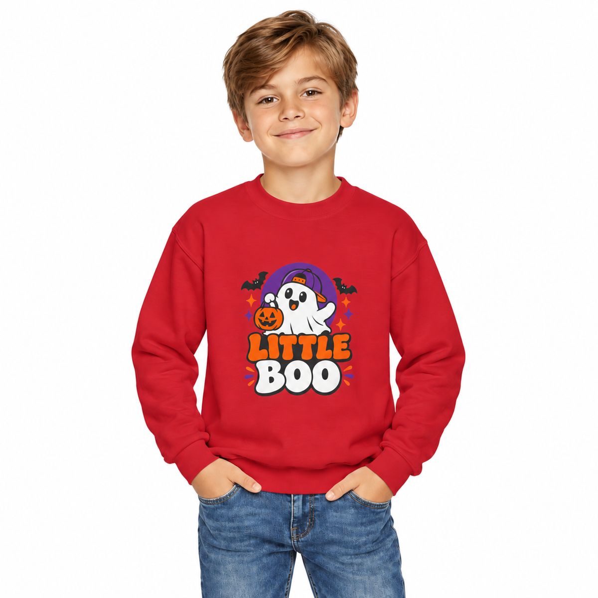 Little Boo Youth Sweatshirt — Cute Halloween Ghost Crewneck for Kids