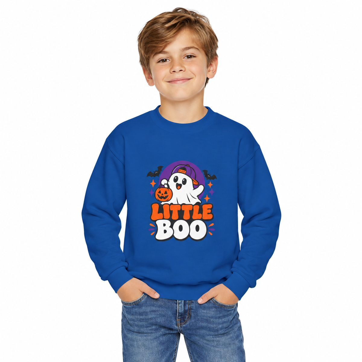 Little Boo Youth Sweatshirt — Cute Halloween Ghost Crewneck for Kids