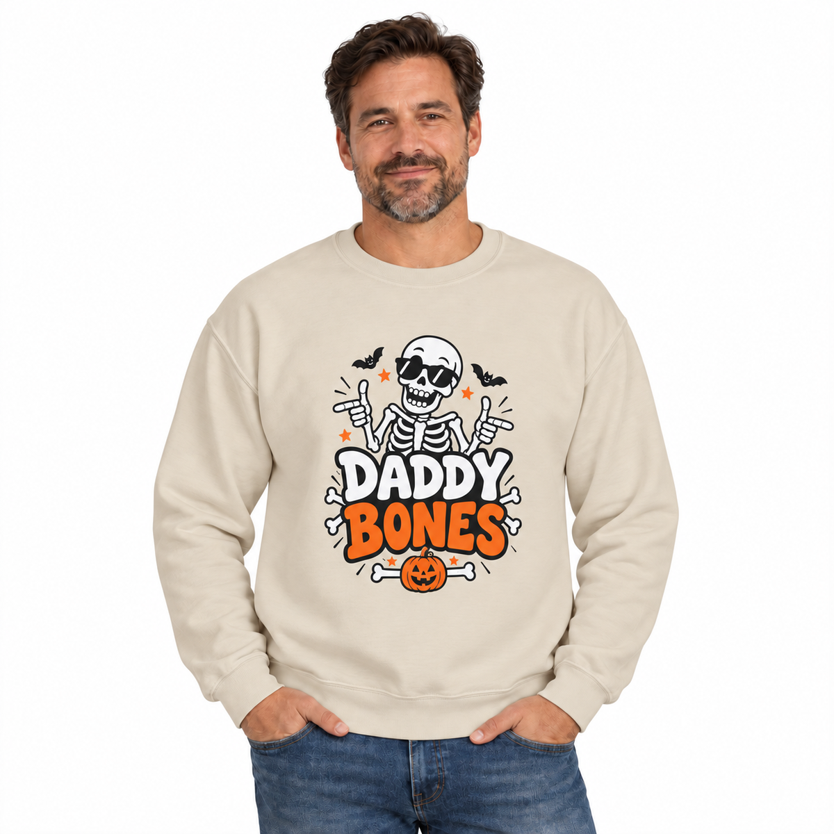 Daddy Bones Halloween Sweatshirt for Dads – Funny Skeleton Crewneck