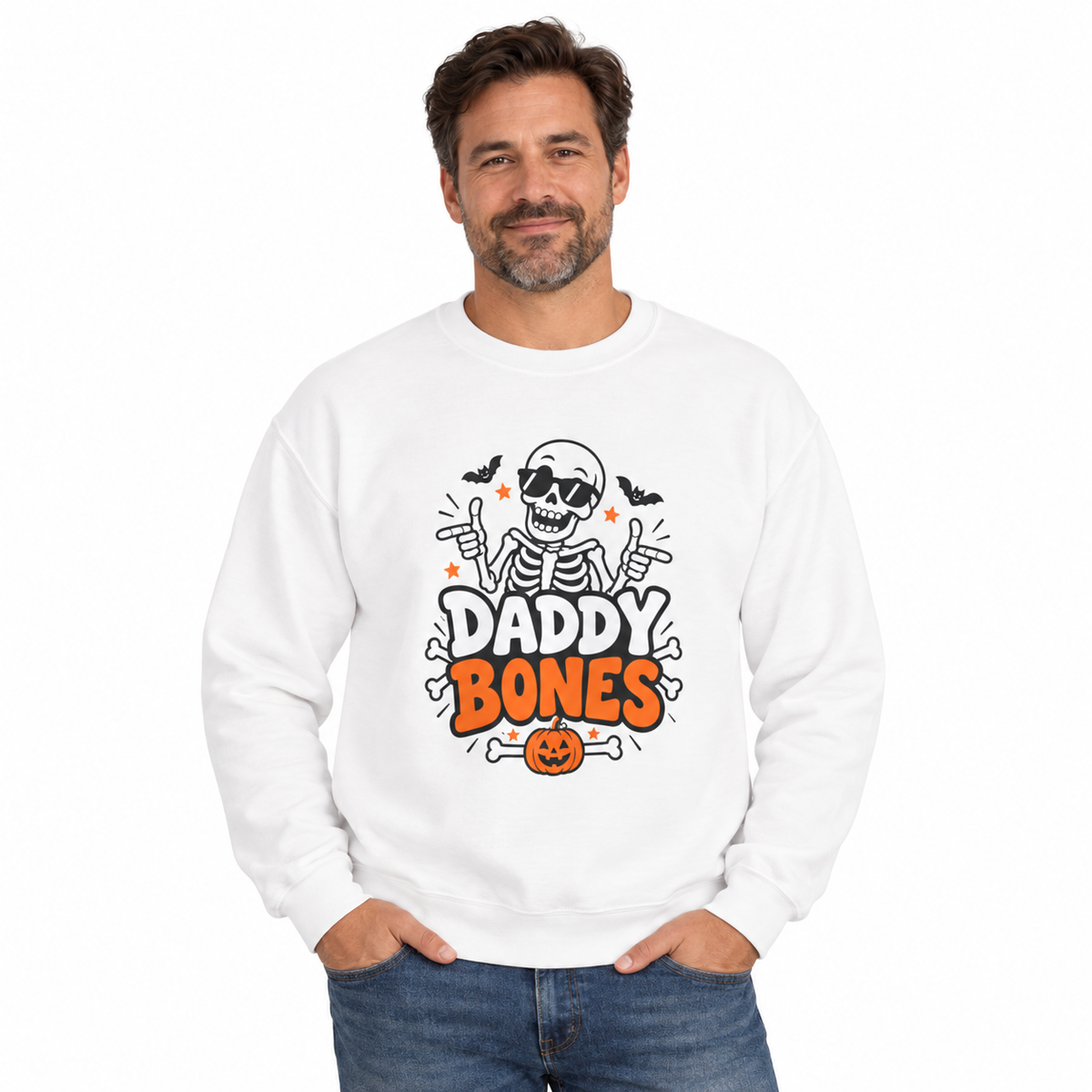 Daddy Bones Halloween Sweatshirt for Dads – Funny Skeleton Crewneck