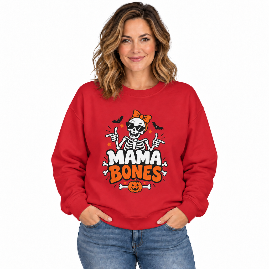 Mama Bones Halloween Sweatshirt for Moms – Funny Skeleton Crewneck