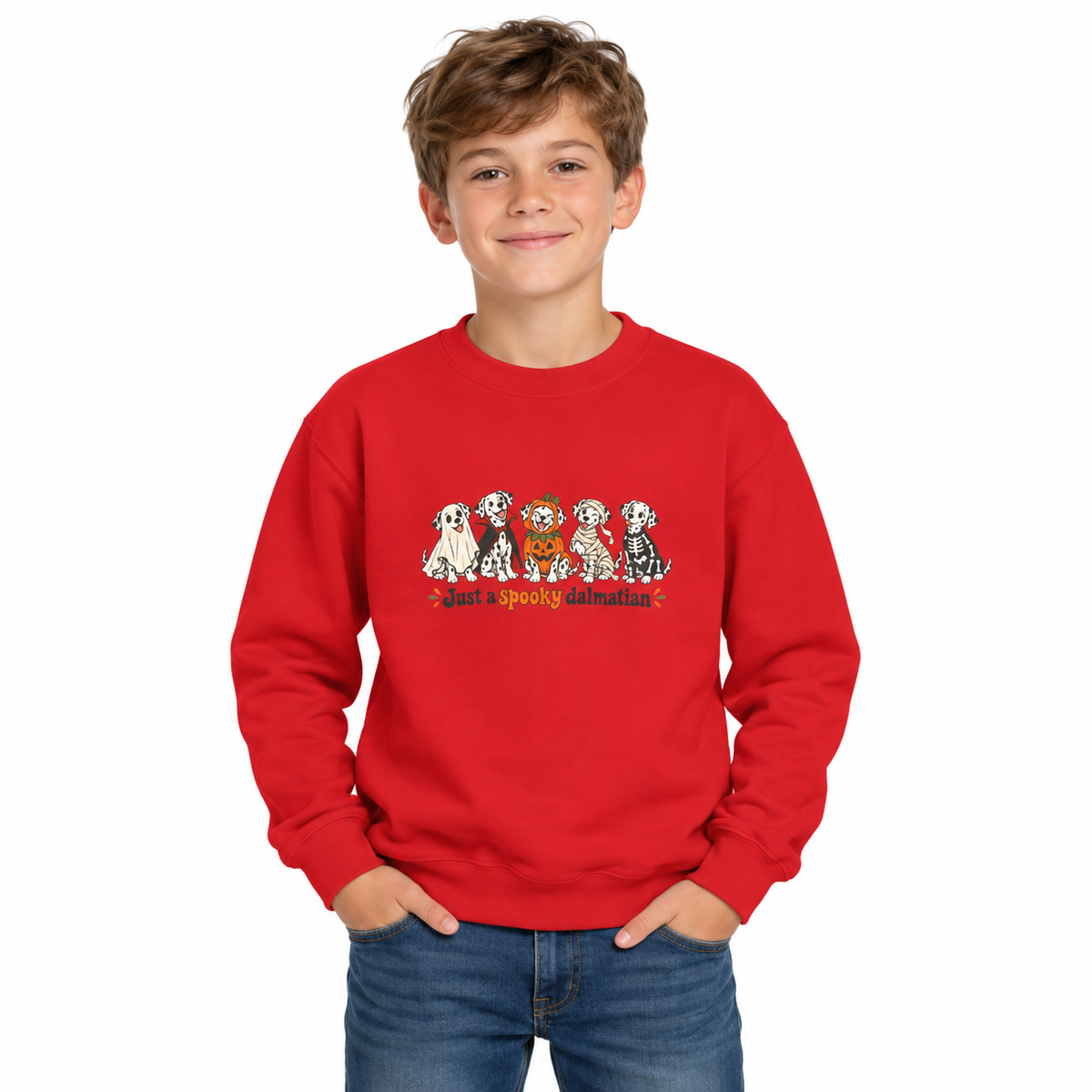 Just a Spooky Dalmatian Youth Halloween Sweatshirt