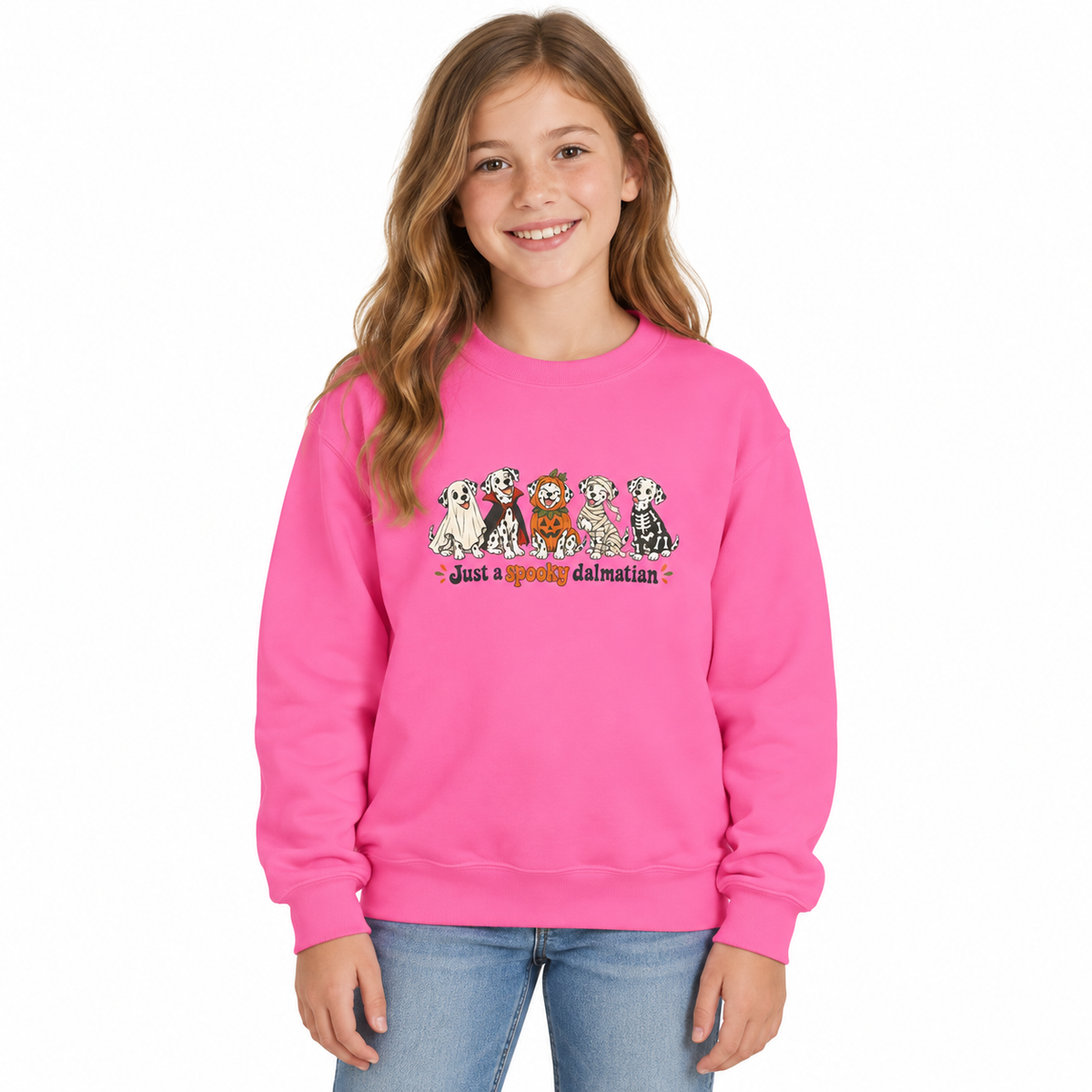 Just a Spooky Dalmatian Youth Halloween Sweatshirt