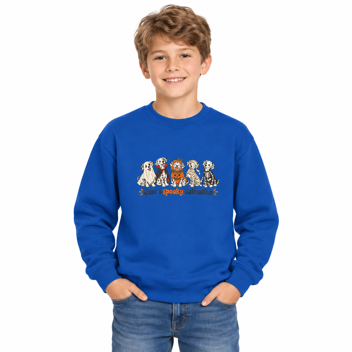 Just a Spooky Dalmatian Youth Halloween Sweatshirt