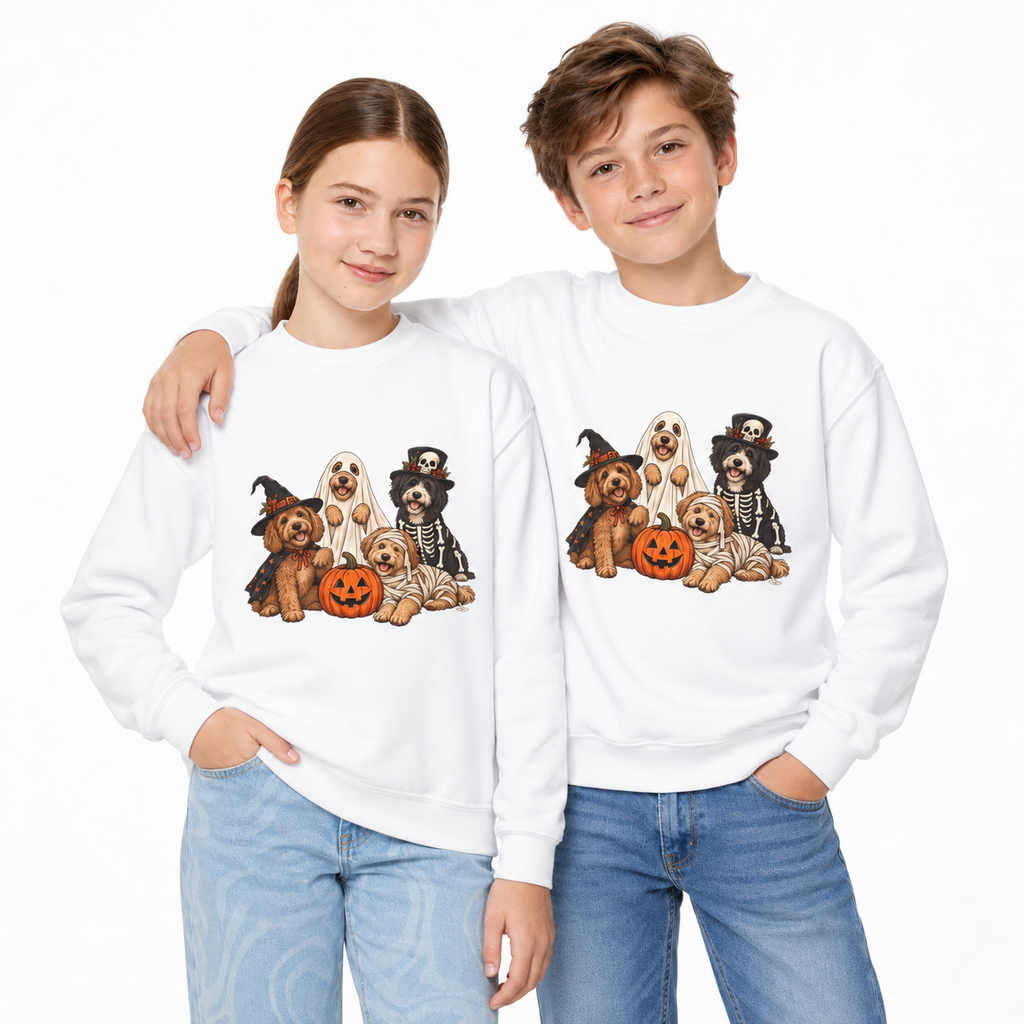 Kids Halloween Dog Costume Crewneck Sweatshirt