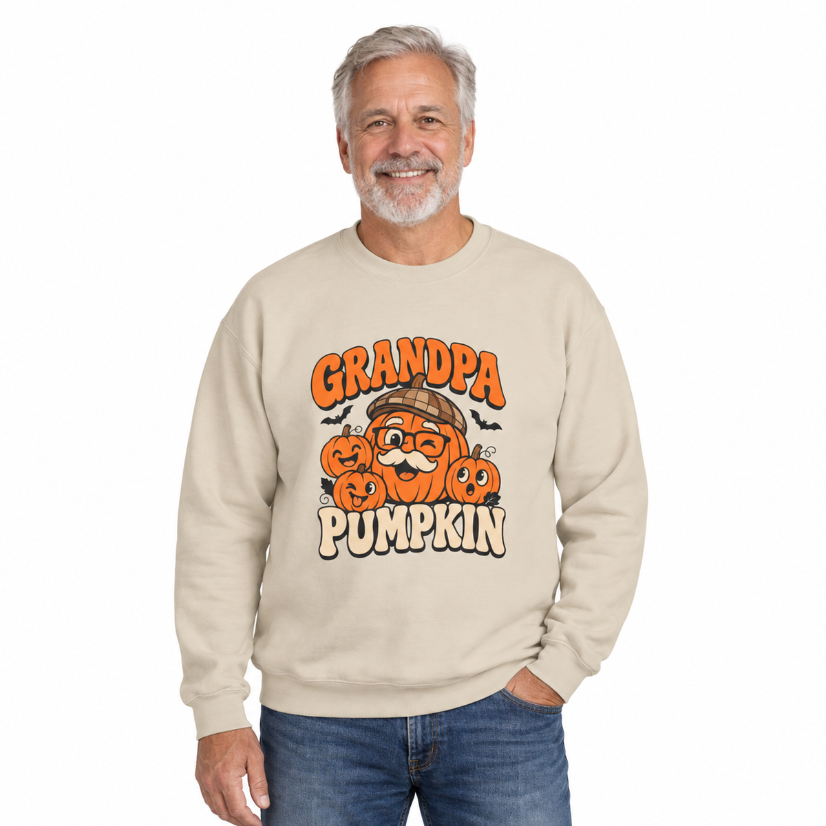 Grandpa Pumpkin Halloween Crewneck Sweatshirt