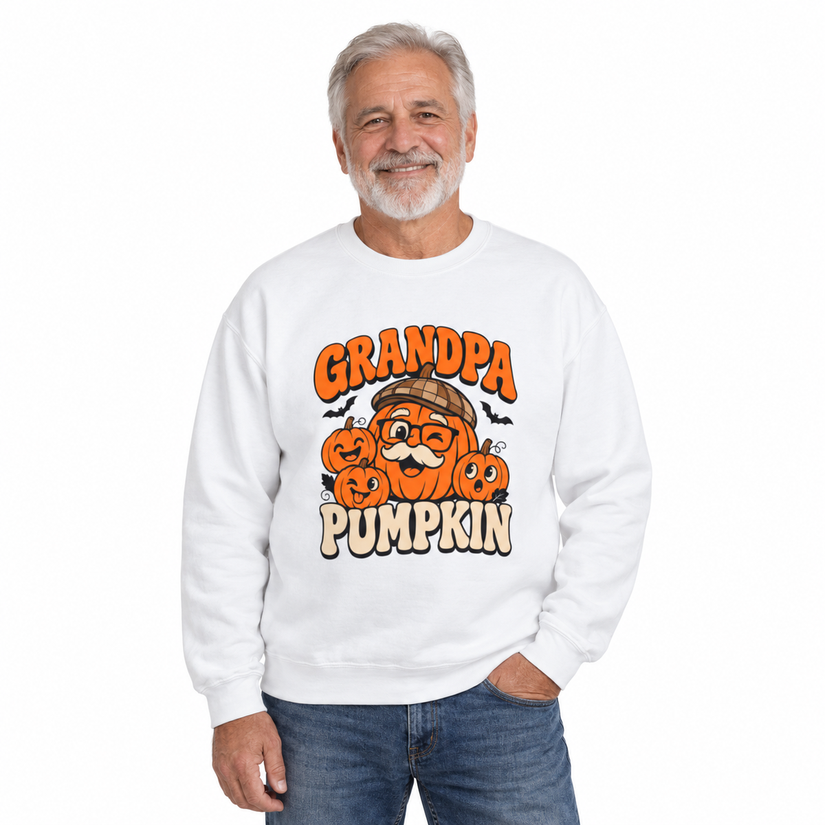 Grandpa Pumpkin Halloween Crewneck Sweatshirt