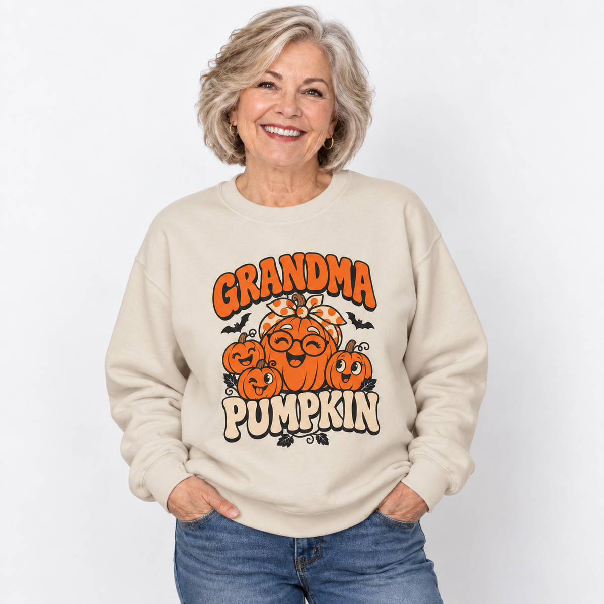 Grandma Pumpkin Halloween Crewneck Sweatshirt