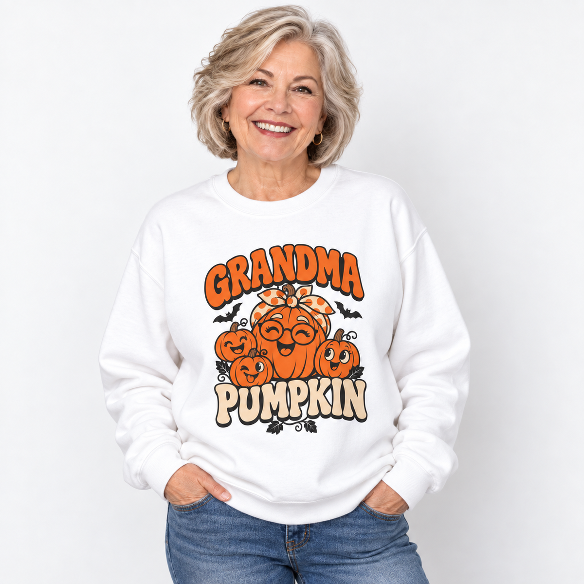 Grandma Pumpkin Halloween Crewneck Sweatshirt