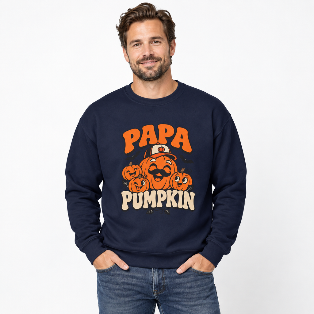 Papa Pumpkin Halloween Crewneck Sweatshirt for Dads