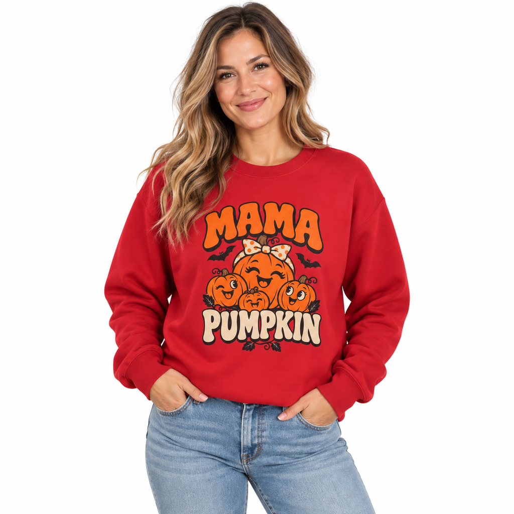 Mama Pumpkin Halloween Crewneck Sweatshirt for Moms