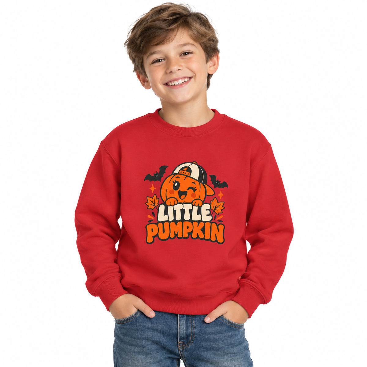 Kids’ Halloween Crewneck Sweatshirt — “Little Pumpkin”