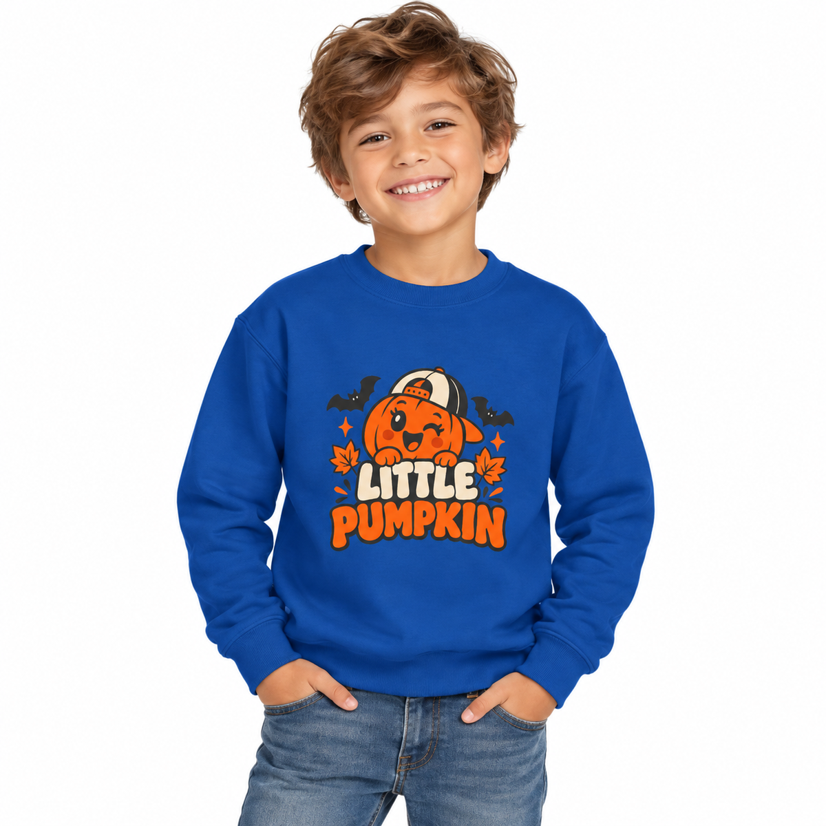 Kids’ Halloween Crewneck Sweatshirt — “Little Pumpkin”